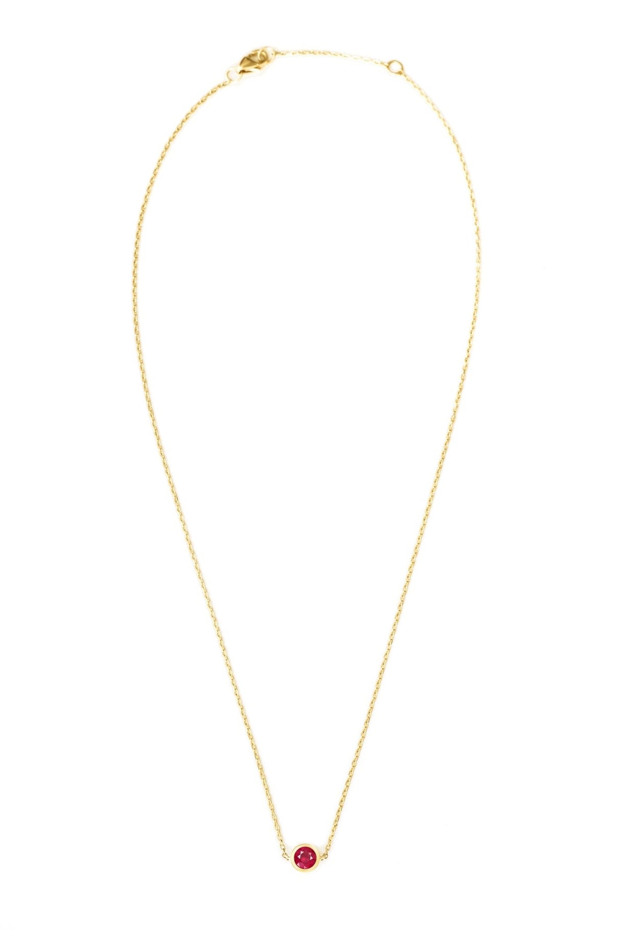 Ruby Button Necklace 18K gold handmade fine jewelry 1