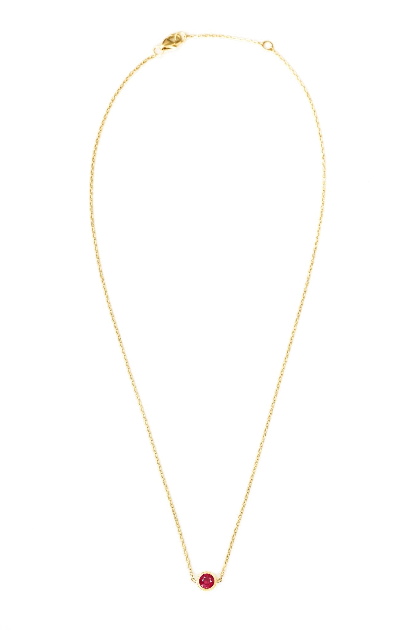 Ruby Button Necklace 18K gold handmade fine jewelry 1