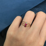Ruby Chain Ring 14k gold Stackable ring on model 2
