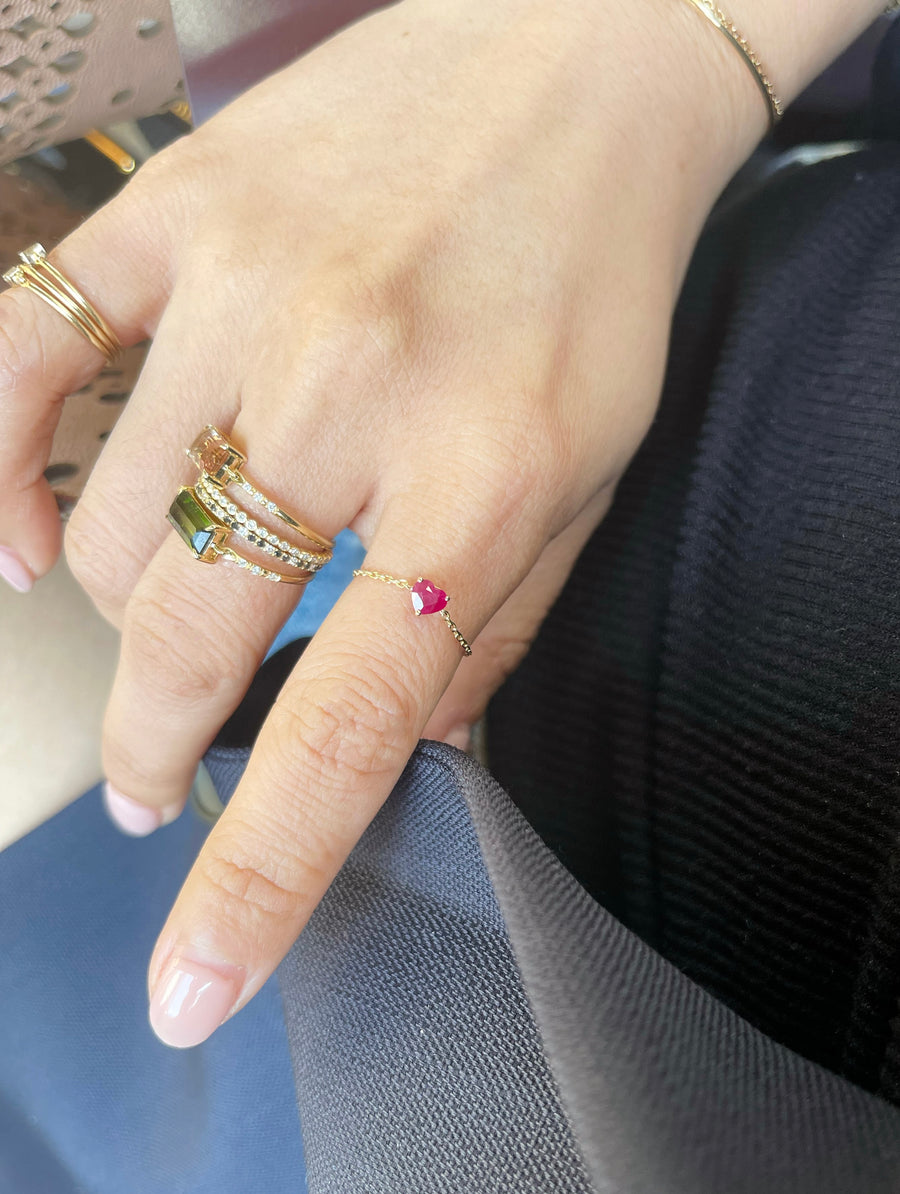 Ruby Heart Chain Ring