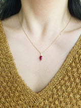 Ruby & Diamond Arrow Necklace 18k gold handmade fine jewelry on model 2