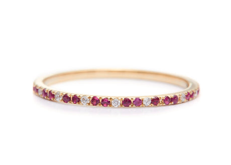 Ruby & Diamond Candy Stripe Infinite Ring 18k gold stackable ring