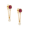 Ruby & Diamond Chain Earrings 18K Gold Handmade Fine Jewelry