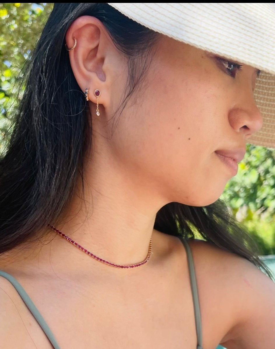 Gemstone & Diamond Chain Earrings