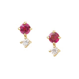 Ruby & Diamond Dot Studs 14k gold stackable earrings