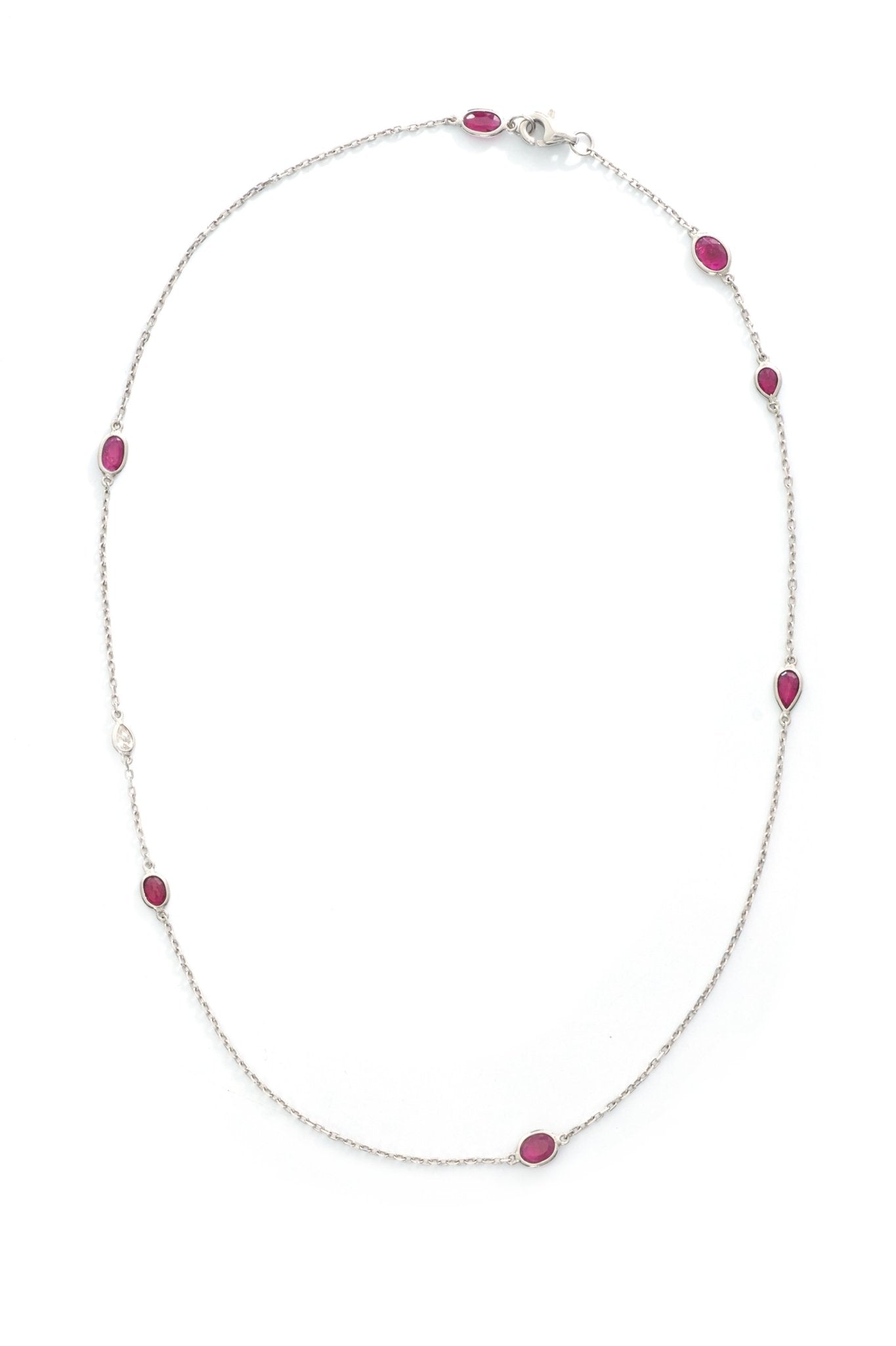 Ruby & Diamond Platinum Candy Choker Necklace 18k gold handmade fine jewelry