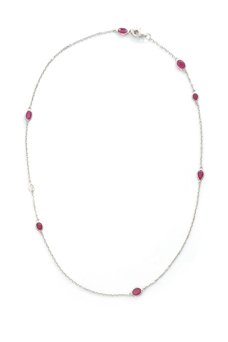 Ruby & Diamond Platinum Candy Choker Necklace 18k gold handmade fine jewelry