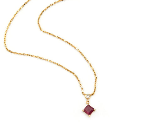 Ruby & Diamond Whispers Necklace 18k gold handmade fine jewelry