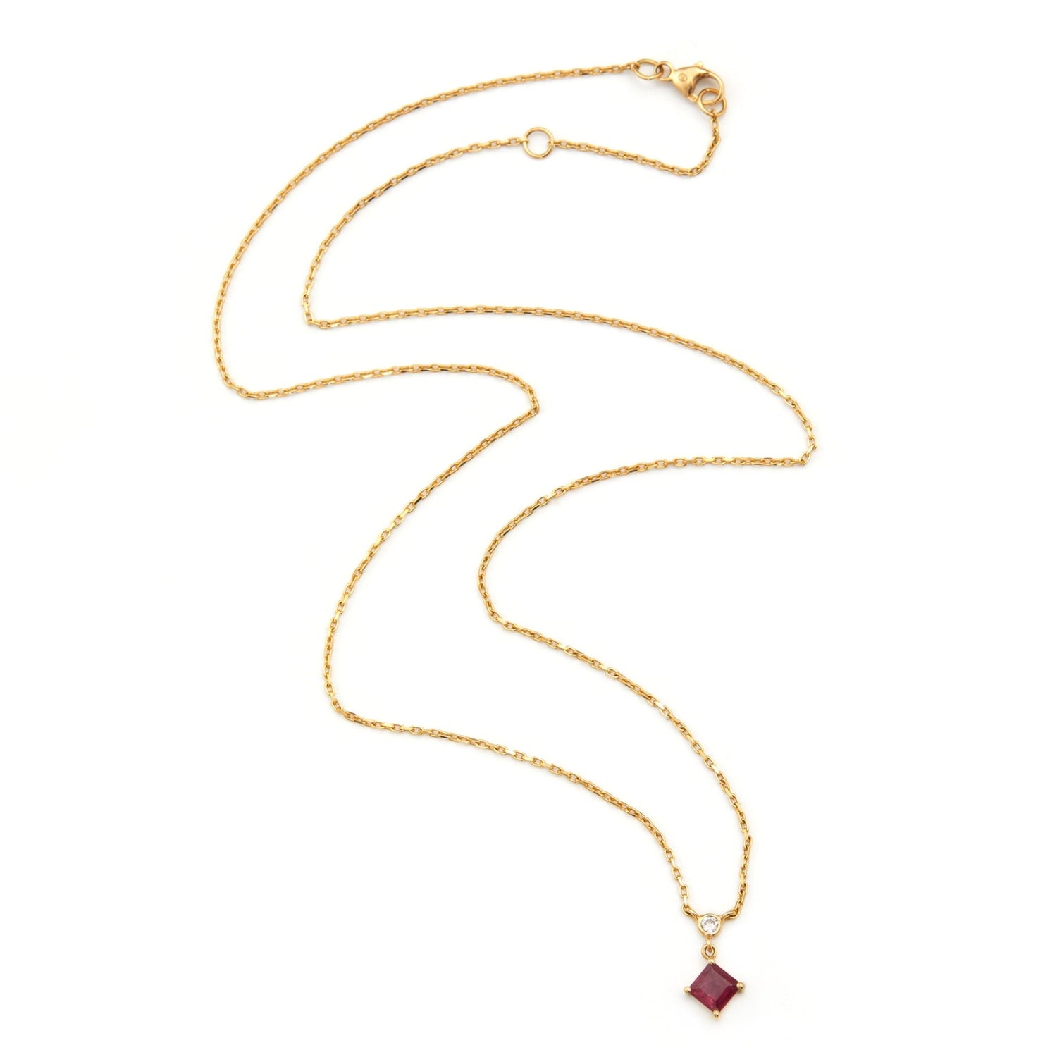 Ruby & Diamond Whispers Necklace 18k gold handmade fine jewelry 2