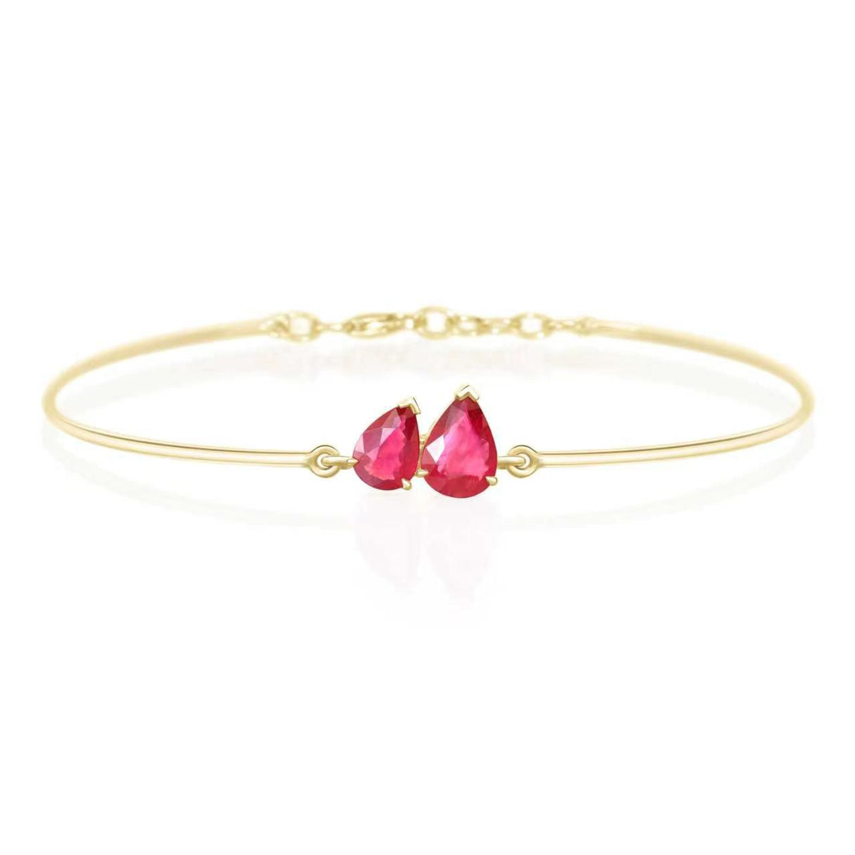 Ruby Double Pear Bangle 18k gold Stackable design 2