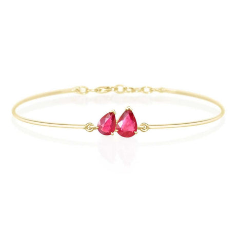Ruby Double Pear Bangle 18k gold Stackable design 2