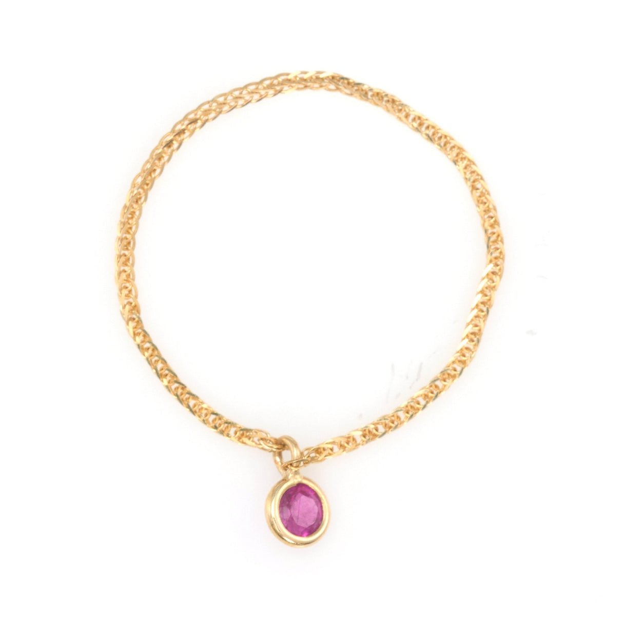 Ruby Drop Chain Ring 18k gold Stackable ring