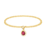 Ruby Drop Chain Rings 18K Stackable ring