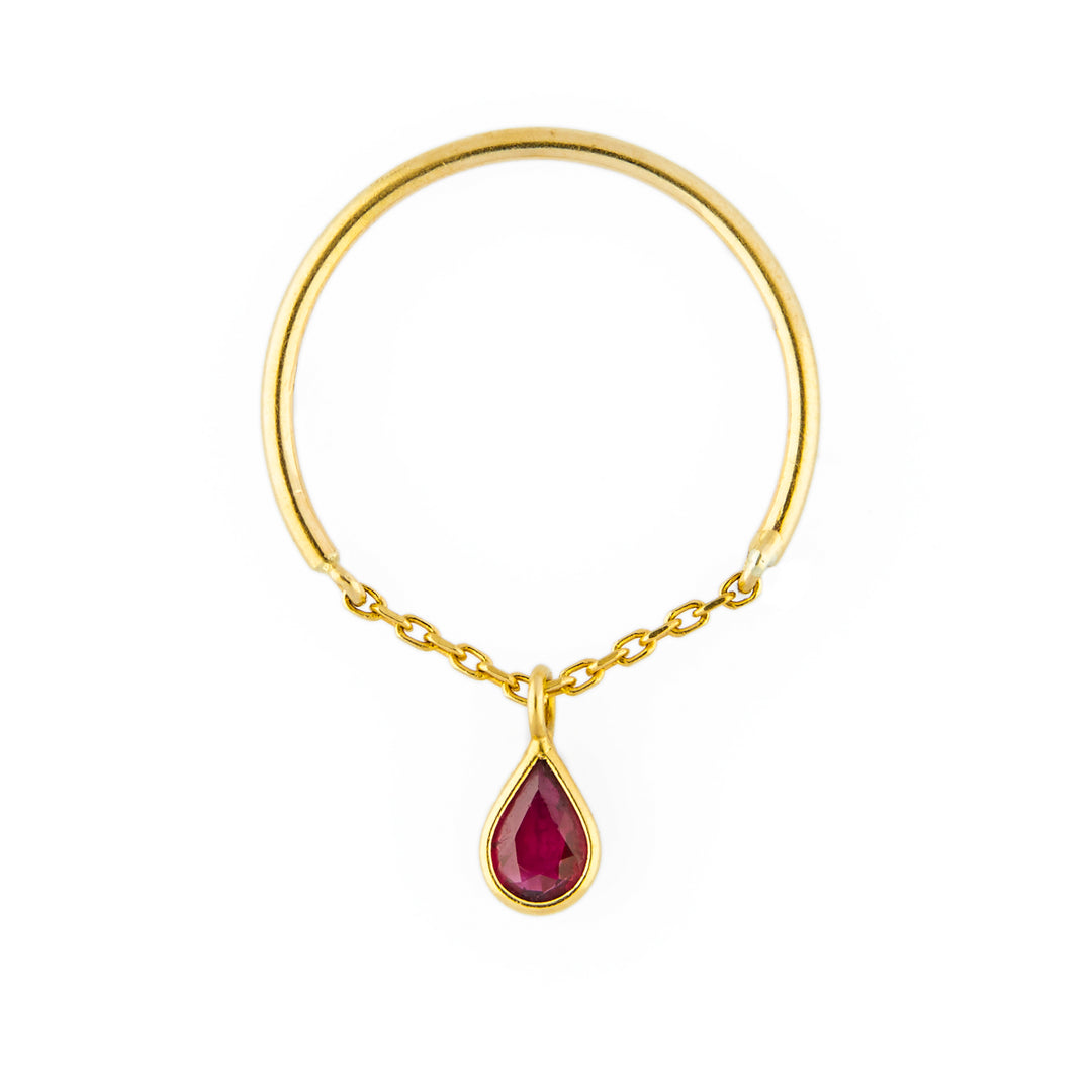 Ruby Drop Half Chain Ring – YI COLLECTION