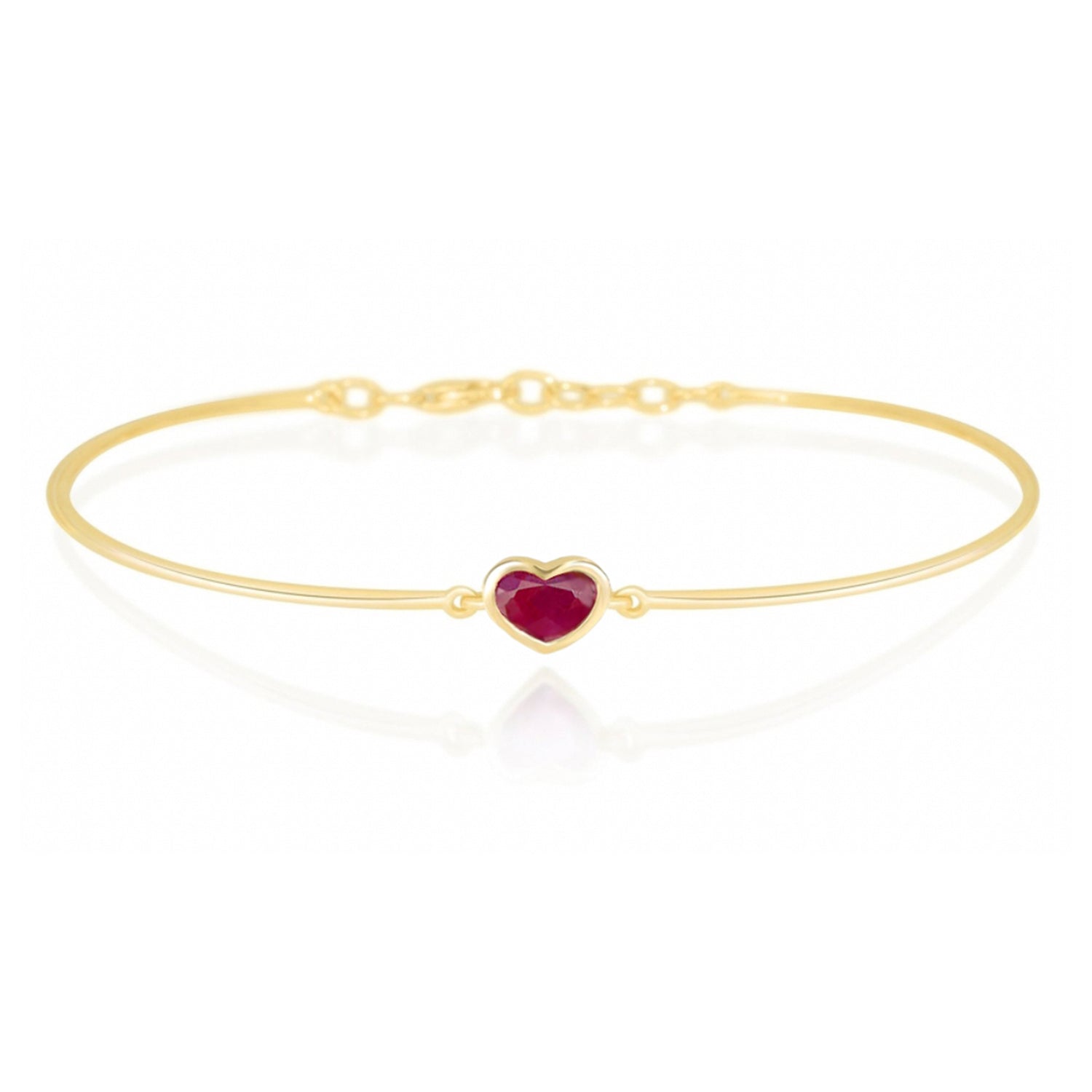Ruby Heart Bangle 18k gold Stackable design 3