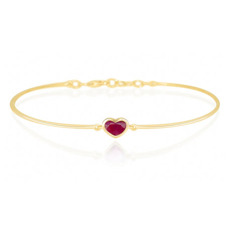 Ruby Heart Bangle 18k gold Stackable design 3