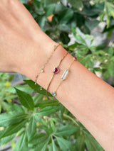 Ruby Heart Bangle 18k gold Stackable design on model