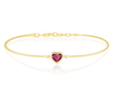 Ruby Heart Bangle 18k gold stackable design