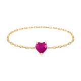 Ruby Heart Chain Ring 14k gold Stackable ring