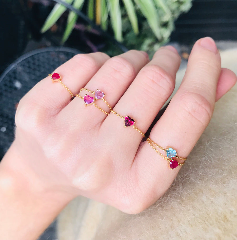 Ruby Heart Chain Ring