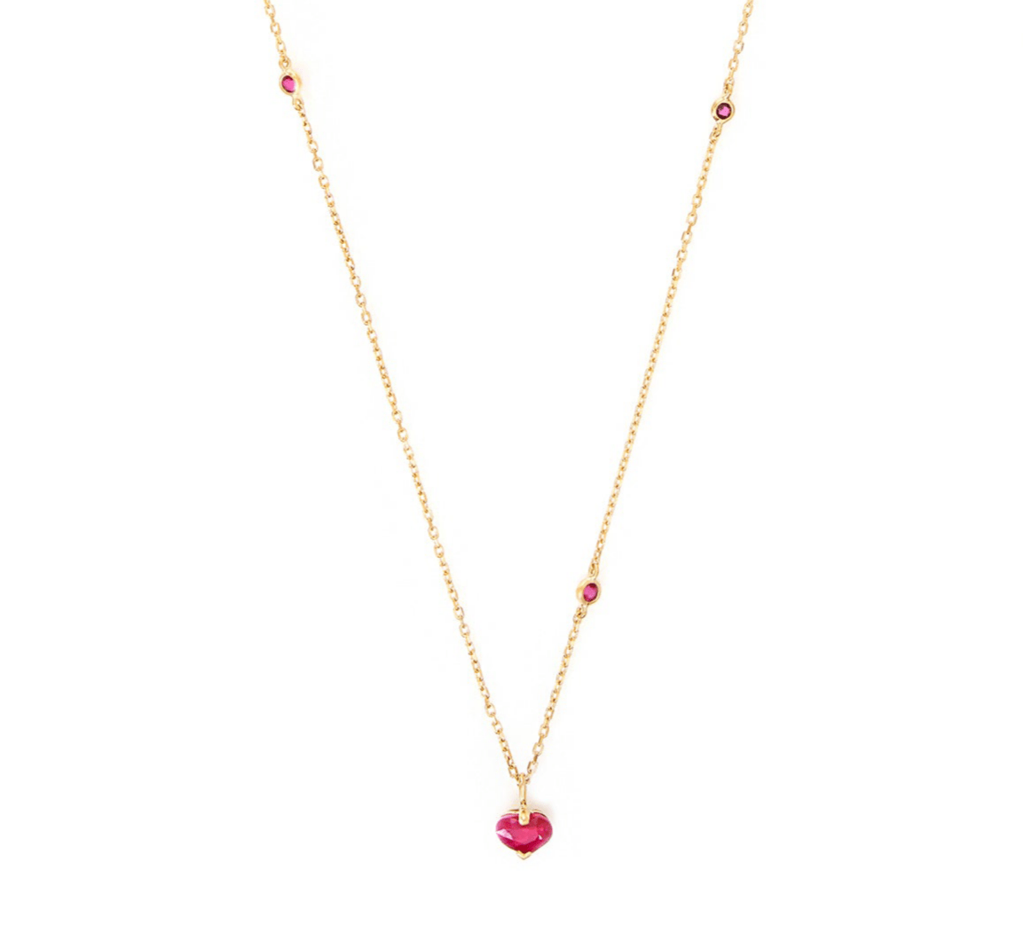 Ruby Heart Necklace 18k gold handmade fine jewelry