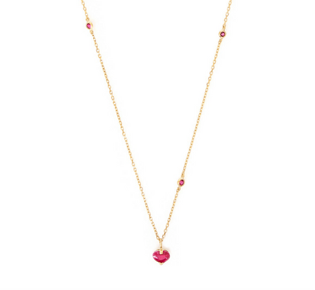 Ruby Heart Necklace 18k gold handmade fine jewelry