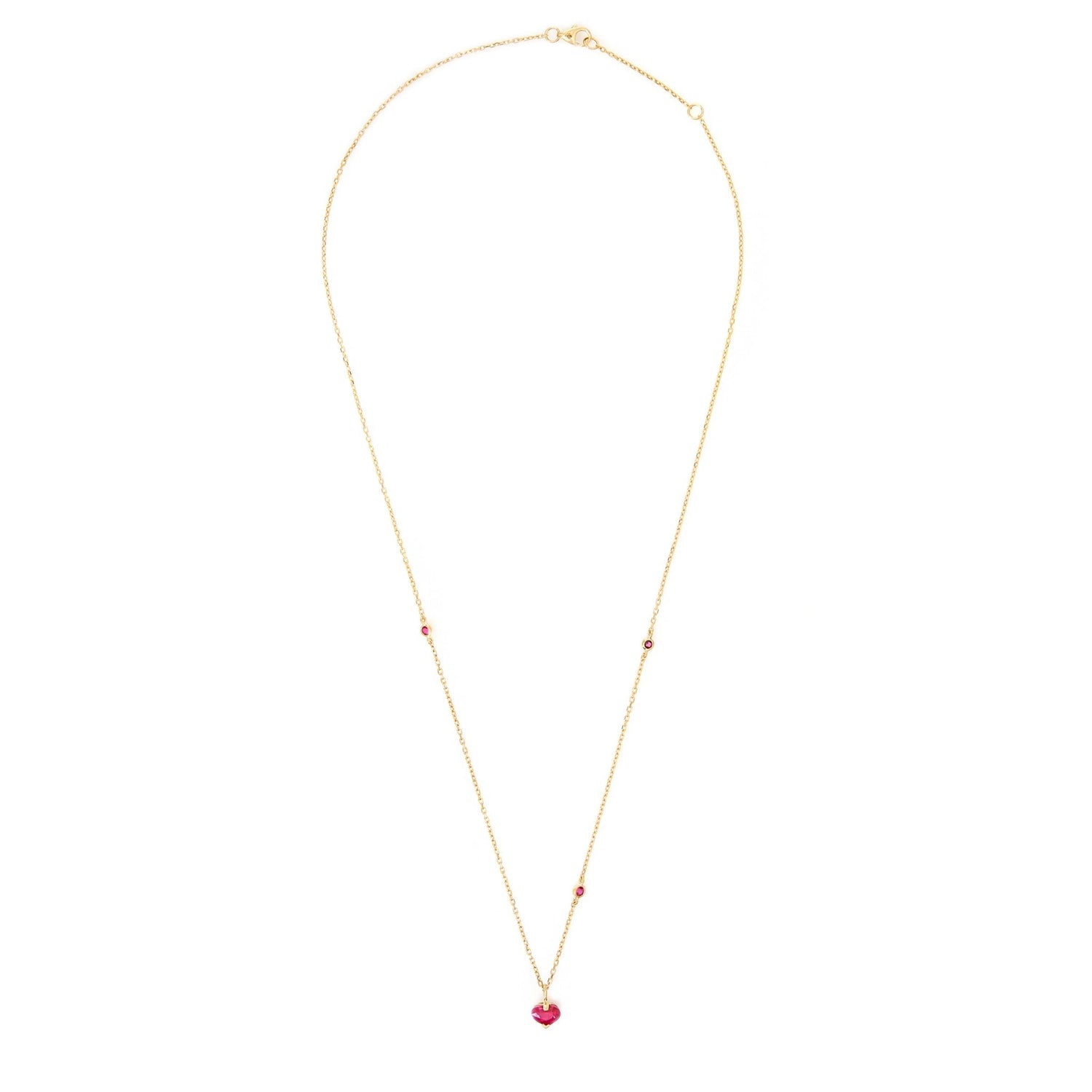 Ruby Heart Necklace 18k gold handmade fine jewelry 2