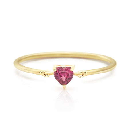 Ruby Heart Petite Circle Ring 14k gold stackable ring