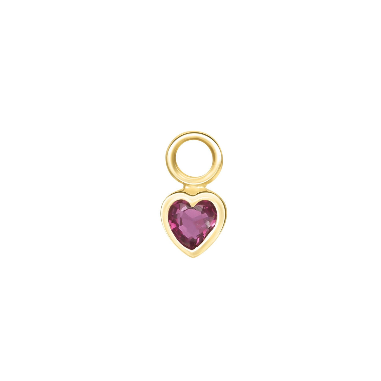 Ruby Heart Petite Hoop Charm