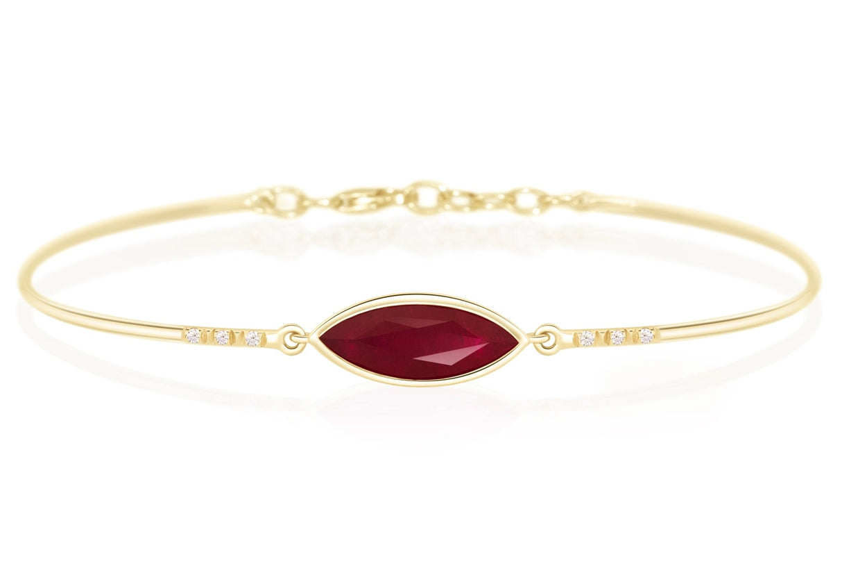 Ruby Marquise & Diamond Supreme Bangle 18K Gold Stackable Design