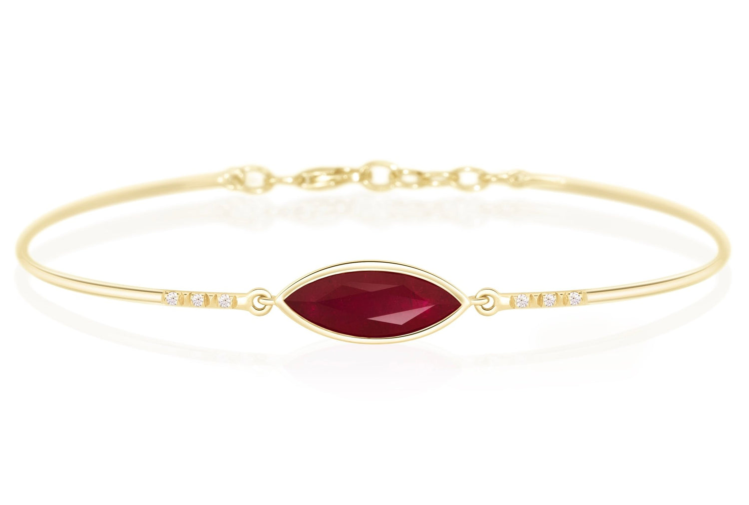 Ruby Marquise & Diamond Supreme Bangle 18K Gold Stackable Design