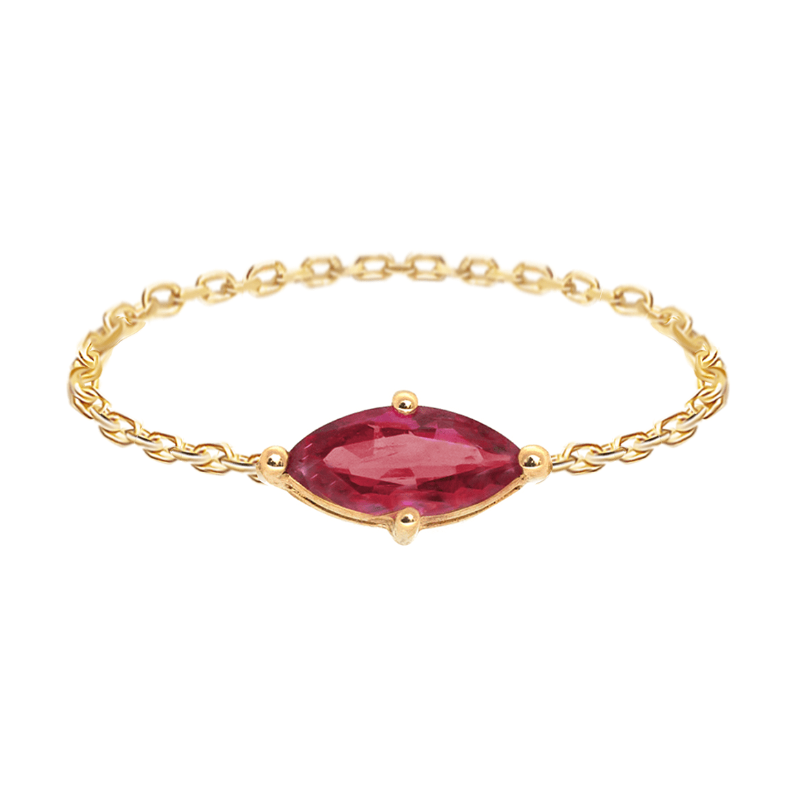Ruby Marquise Supreme Chain Ring 18k gold Stackable ring