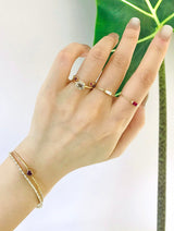 Ruby Open Ring 18k gold Stackable ring on model