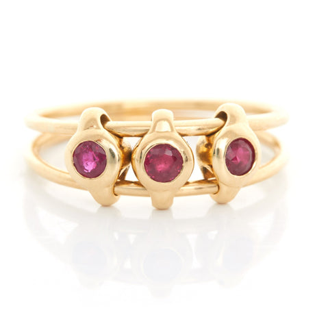 Ruby Orbit Ring 18k gold Stackable ring