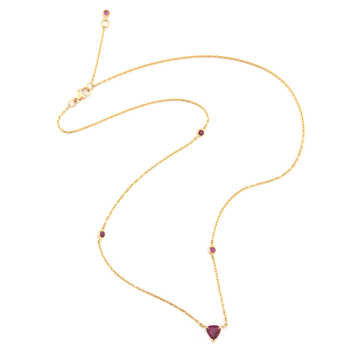 Ruby Pear Dot Necklace 18k gold handmade fine jewelry 2