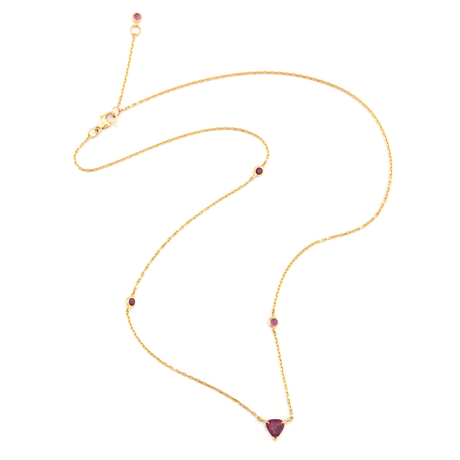 Ruby Pear Dot Necklace 18k gold handmade fine jewelry 2
