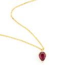 Ruby Petite Drop Necklace 18k gold handmade fine jewelry