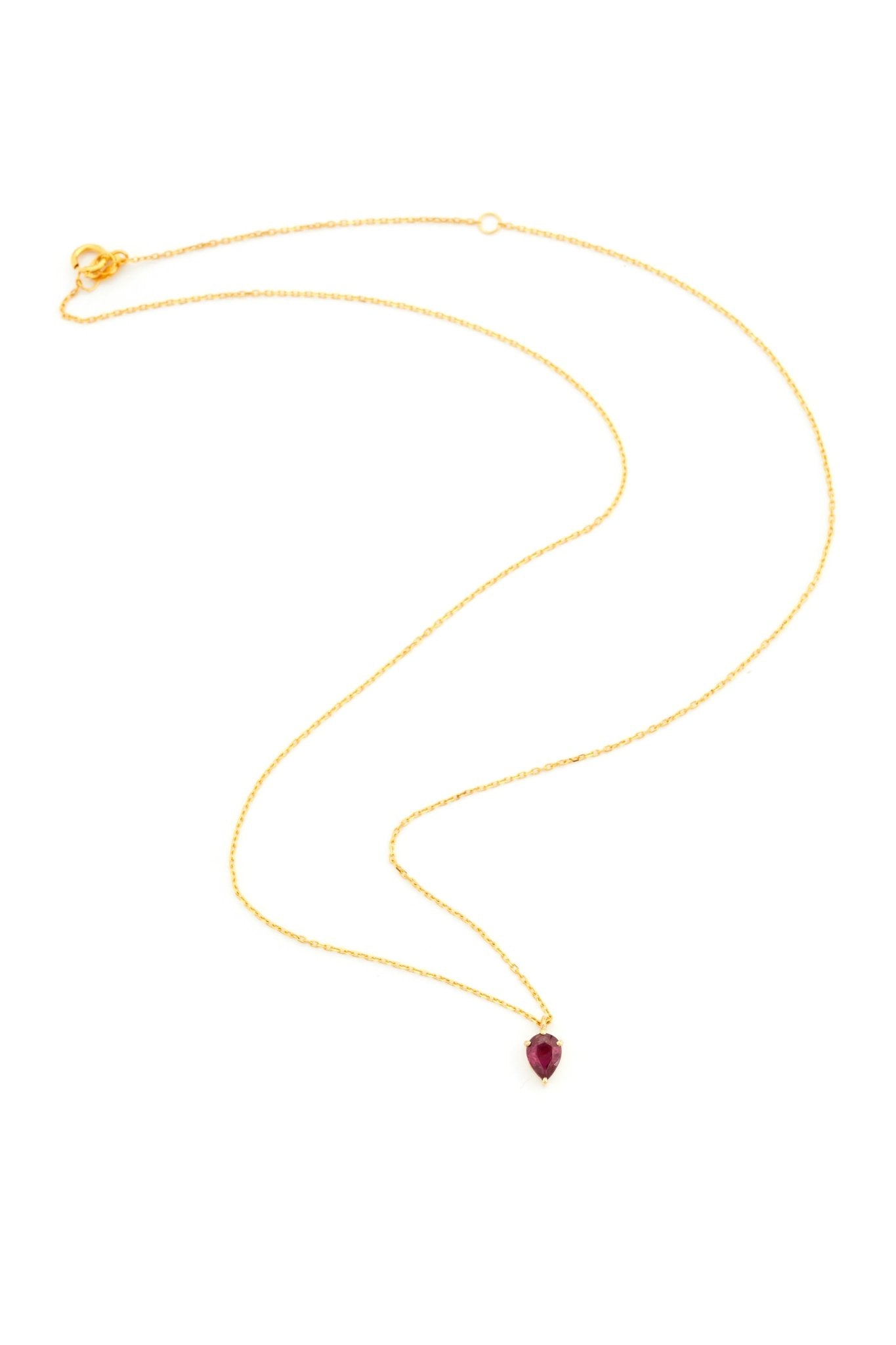 Ruby Petite Drop Necklace 18k gold handmade fine jewelry 2