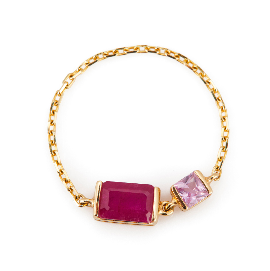 Ruby & Pink Sapphire Chain Ring
