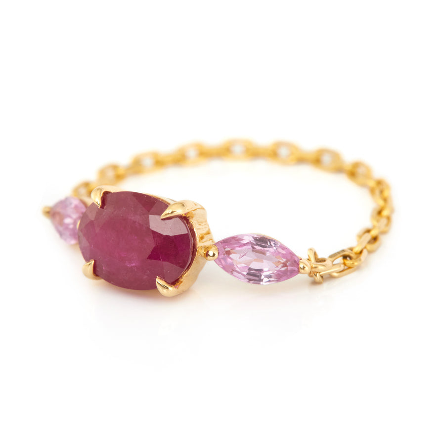 Ruby & Pink Sapphire Chain Ring