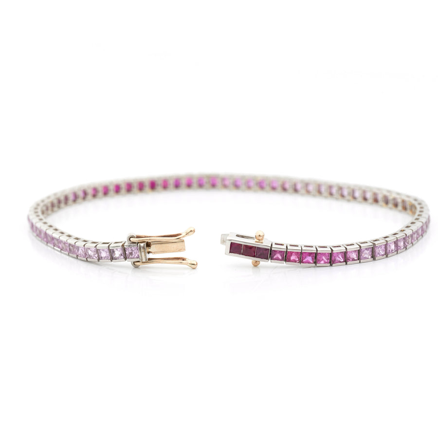 Ruby & Pink Sapphire ombre tennis Bracelet