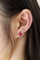 Ruby Starburst Earrings 18K gold stackable design