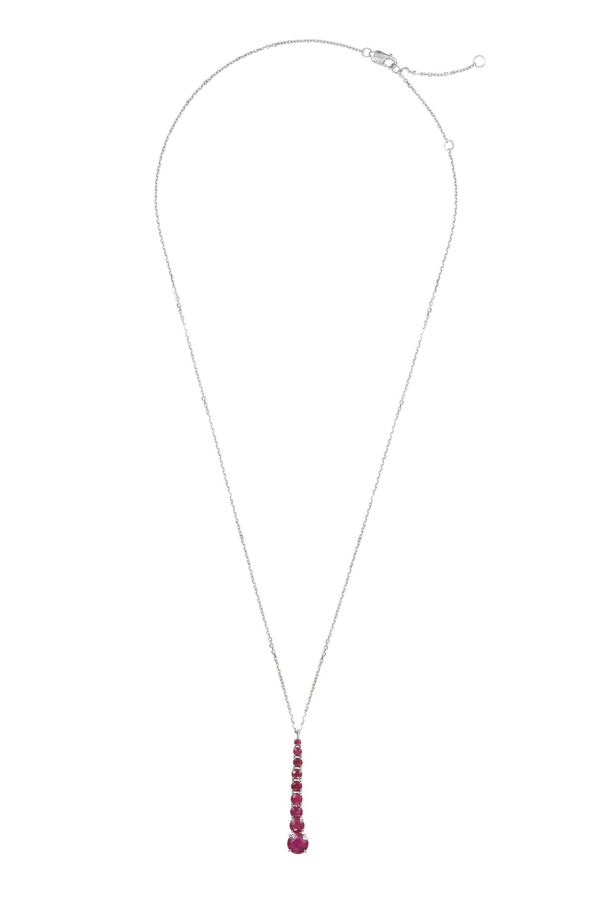 Ruby links Necklace 18k white gold Handmade fine jewelry 
