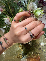 Ruby marquise Chain Ring 14k gold Stackable ring on model