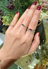 Ruby marquise Chain Ring 14k gold Stackable ring on model