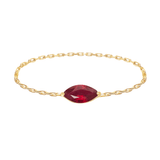 Ruby marquise Chain Ring 14k gold Stackable ring on model