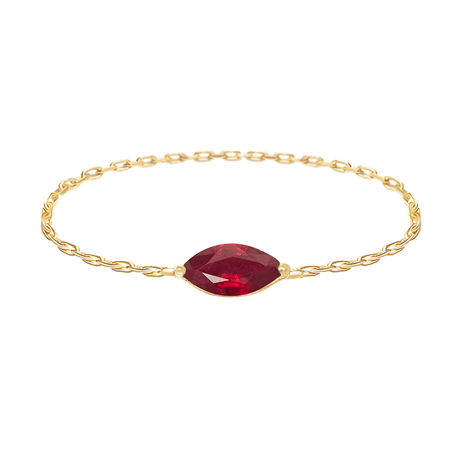 Ruby marquise Chain Ring 14k gold Stackable ring on model