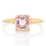 Sakura Pink Tourmaline Petite Circle Diamond Ring 18k gold stackable ring