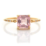 Sakura Pink Tourmaline Petite Circle Diamond Ring 18k gold stackable ring 2