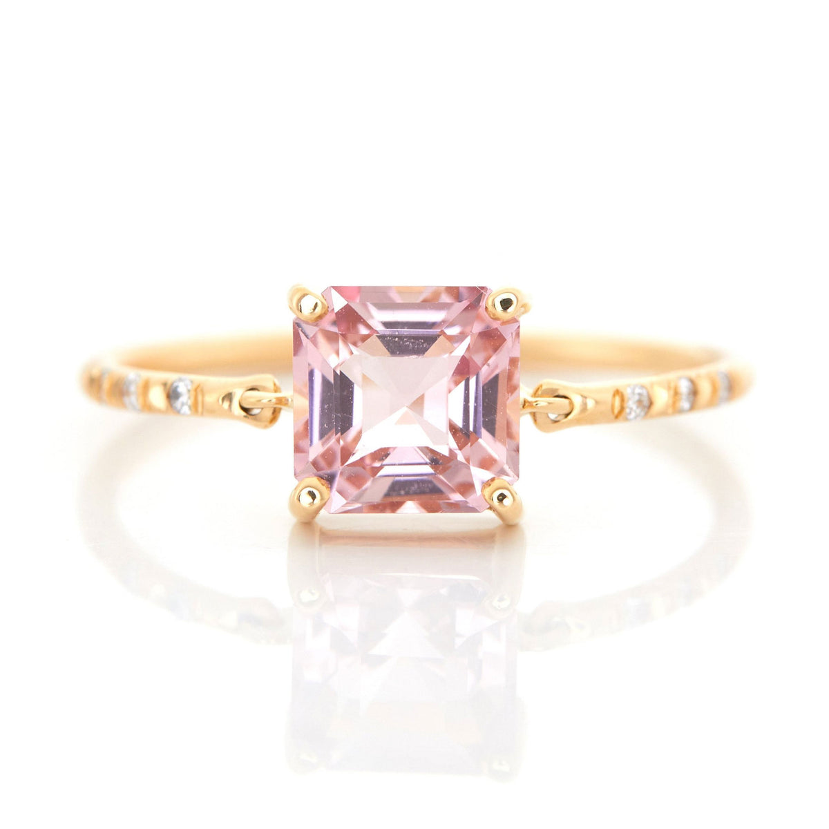 Sakura Pink Tourmaline Petite Circle Diamond Ring